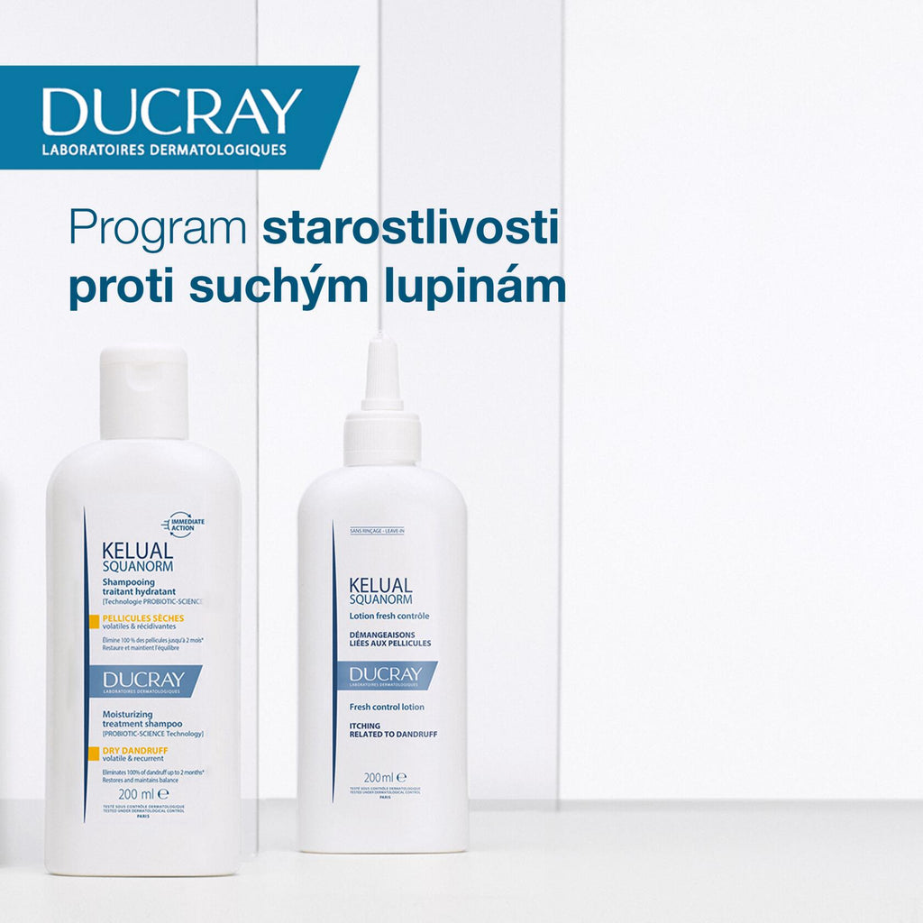 DUCRAY Kelual squanorm hydratačný šampón suché lupiny 200 ml