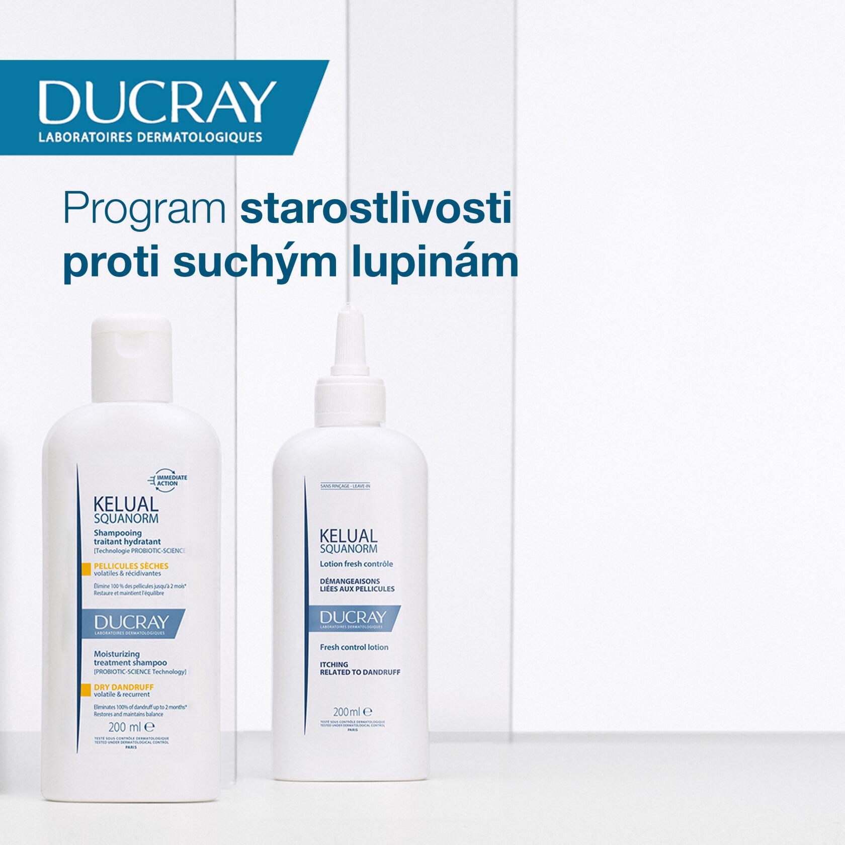 DUCRAY Kelual squanorm hydratačný šampón suché lupiny 200 ml
